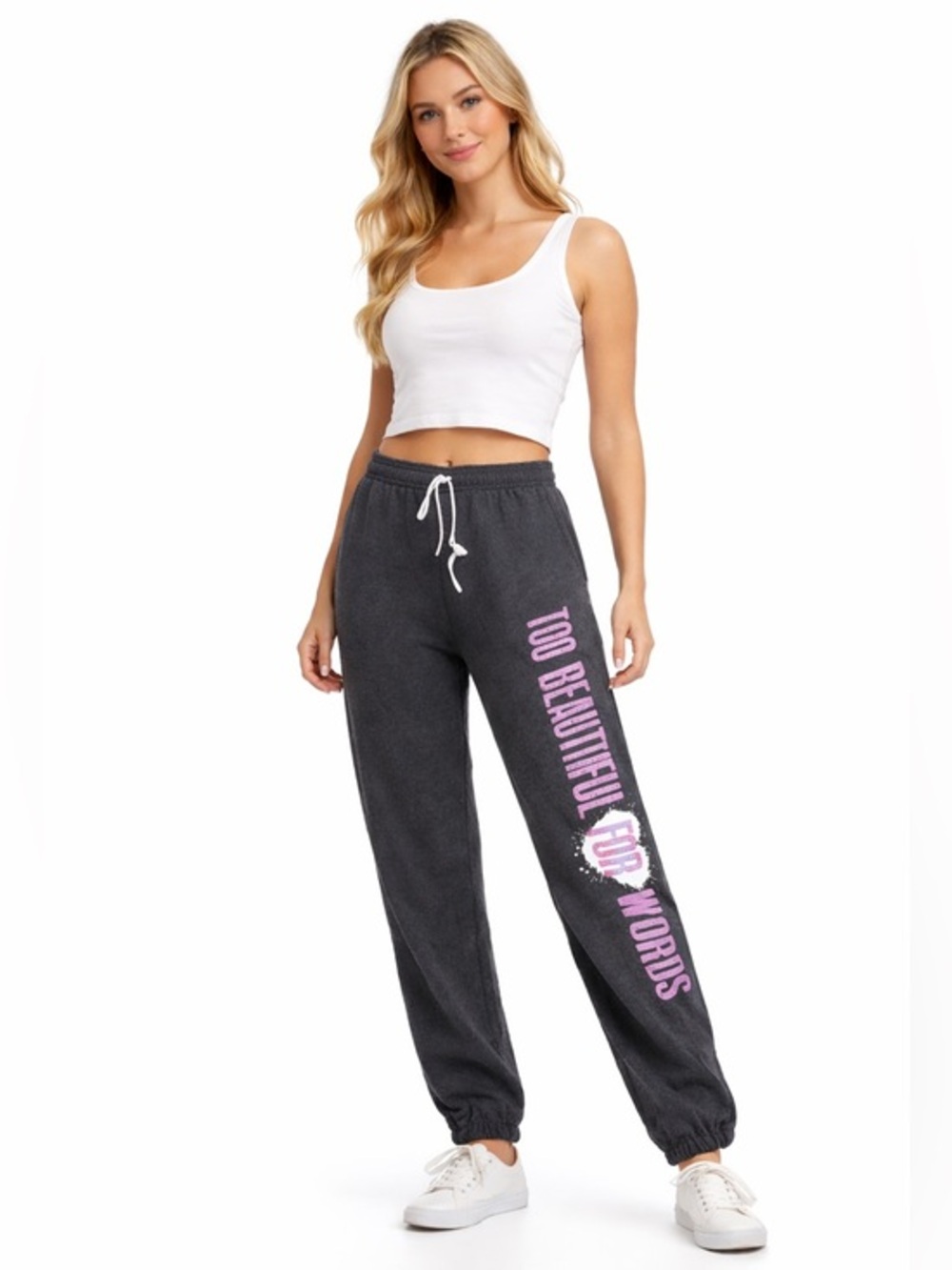 PINK Victoria's Secret Charcoal Sweatpants with Pink Graphic